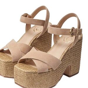 Sam Edelman Beige Wedges with Ankle Strap